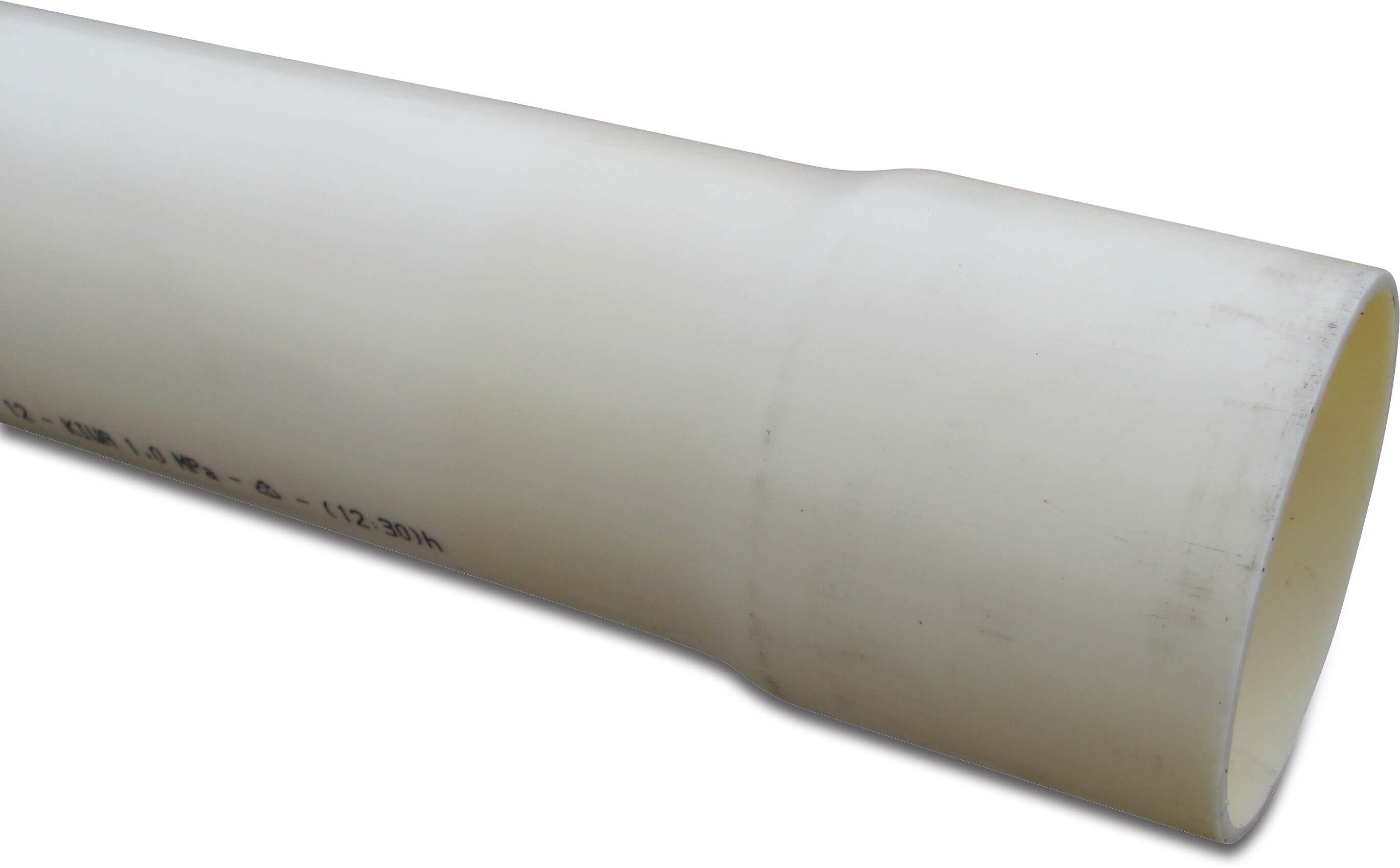 Pressure pipe PVC-U 250 mm x 9,6 mm glue socket x plain 10bar cream 5m KIWA